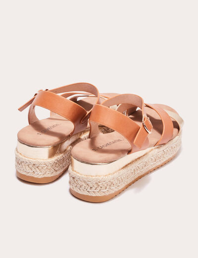 Sandales plates camel femme