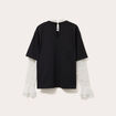 T-shirt 2-en-1 avec dentelle noir femme