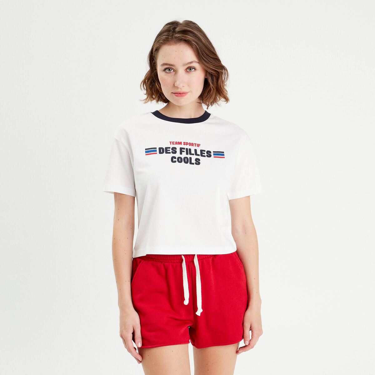 T-shirt manches courtes blanc femme