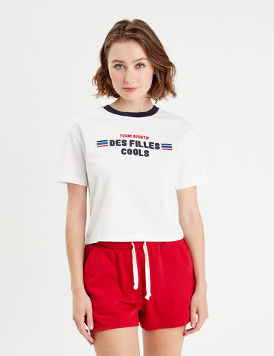 T-shirt manches courtes blanc femme