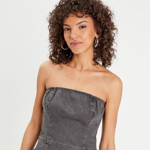 robe bustier moulante en jean denim gris femme Robe bustier moulante en jean denim gris femme