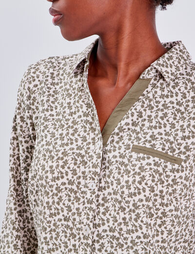 Blouse manches 3/4 vert kaki femme