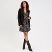 Robe droite ceintur&eacute;e blanc femme