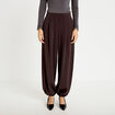 Pantalon bouffant taille standard marron femme