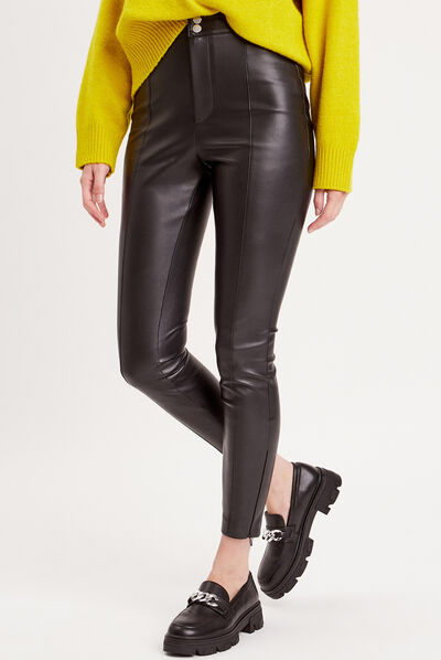 Legging simili cuir noir femme