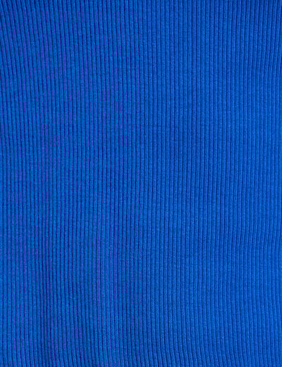 T-shirt côtelé manches courtes bleu electrique femme