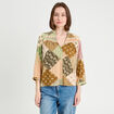 Chemise manches 3/4 beige femme