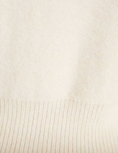 Pull col bateau manches longues ivoire femme