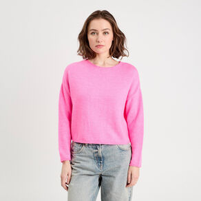 Pull manches longues rose femme