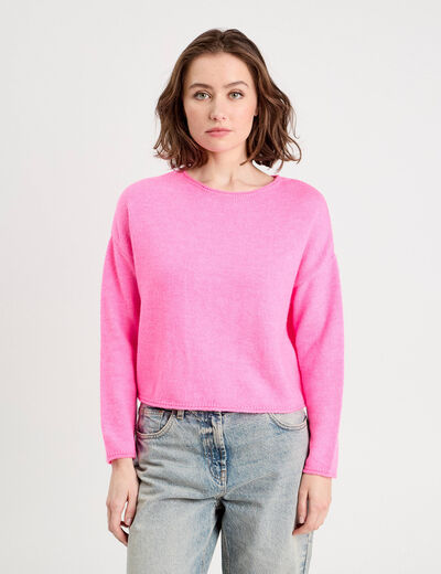 Pull manches longues rose femme