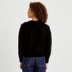 Pull ample col rond manches longues noir femme