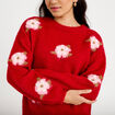 Pull ample col rond manches longues rouge femme