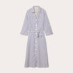 Robe longue chemise ceinturée bleu marine femme