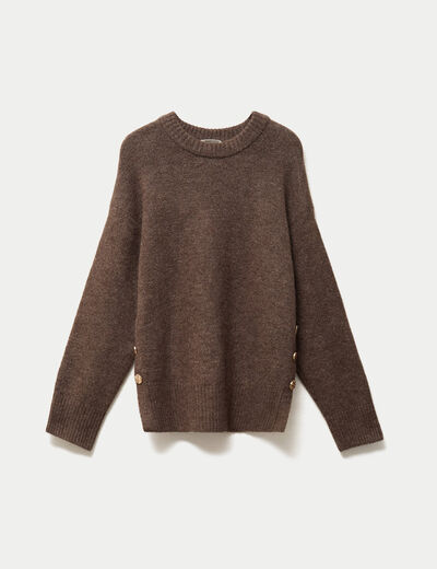 Pull manches longues marron fonc&eacute; femme