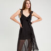 Robe longue évasée volants noir femme