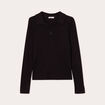 Polo manches longues côtelé noir femme