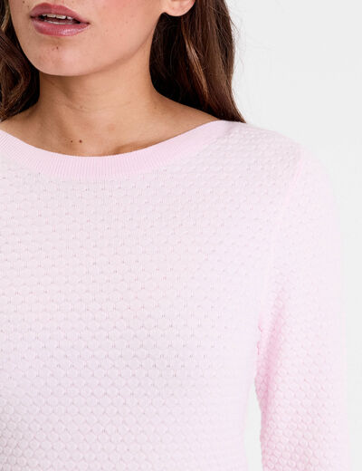 Pull col bateau rose clair femme