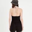 Débardeur cropped crochet noir femme