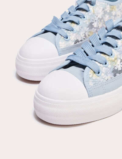 Basket plates en dentelle bleu clair femme