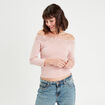 T-shirt manches 3/4 rose pastel femme