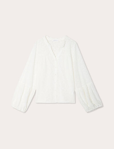 Blouse manches longues ecru femme
