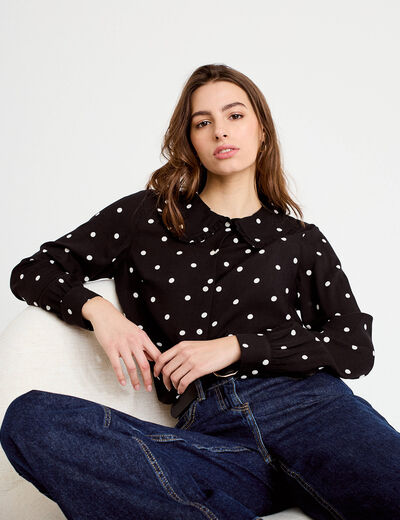 Chemise grand col noir femme