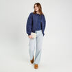 T-shirt manches courtes côtelé bleu foncé femme