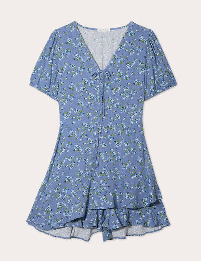 Combishort avec volants bleu foncé femme