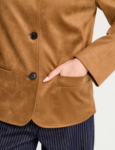 Veste blazer suédine marron femme