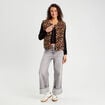 Gilet zippé mailles duveteuses noir femme