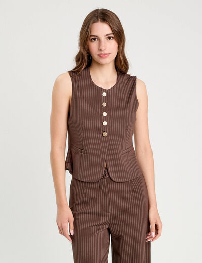 Veston sans manches marron chocolat femme
