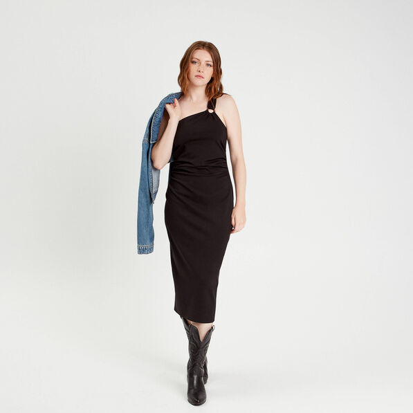 robe ajustee asymetrique noir femme Robe ajustée asymétrique noir femme