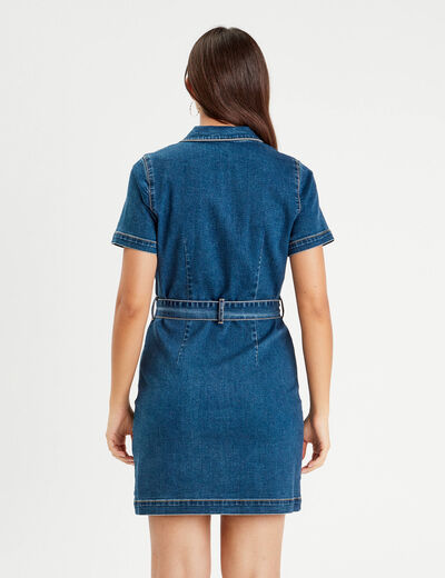 Robe droite en jean zippée denim stone femme
