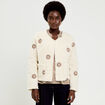 Gilet brod&eacute; effet polaire blanc femme