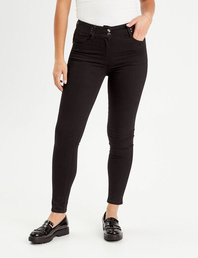 Jeans skinny push-up taille haute denim noir femme