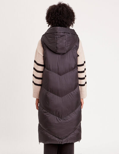 Doudoune longue sans manches noir femme
