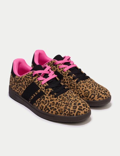 Baskets basses &agrave; lacets beige femme