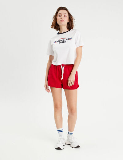 Short de jogging regular rouge femme