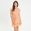 Robe évasée taille smockée orange femme