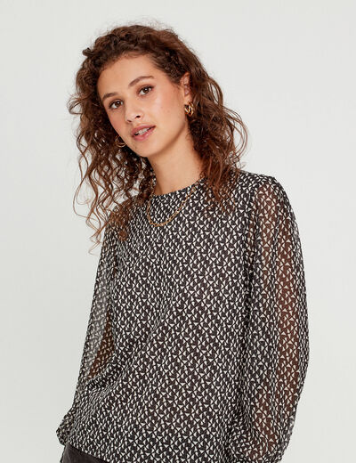 Blouse manches bouffantes noir femme