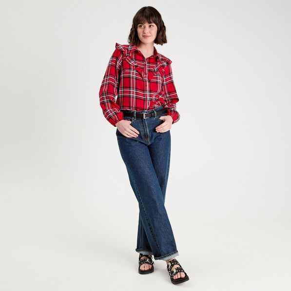 blouse avec volants rouge femme Blouse avec volants rouge femme