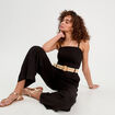 Combinaison pantalon bretelles avec lin noir femme