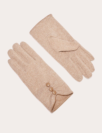 Gants avec boutons sable femme