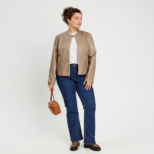 Veste ajustée simili cuir sable femme