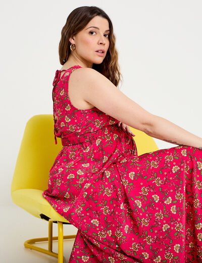Robe longue &eacute;vas&eacute;e effet satin&eacute;e rose femme