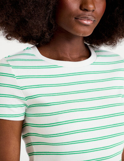 T-shirt c&ocirc;tel&eacute; ajust&eacute; vert femme
