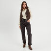 Veston sans manches en jean marron foncé femme
