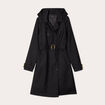 Manteau mi-long à capuche noir femme