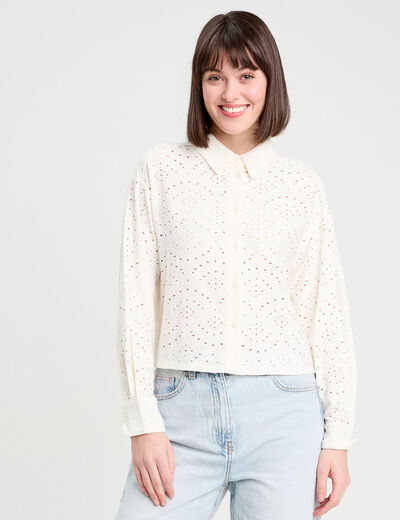 Blouse broderie anglaise blanc femme
