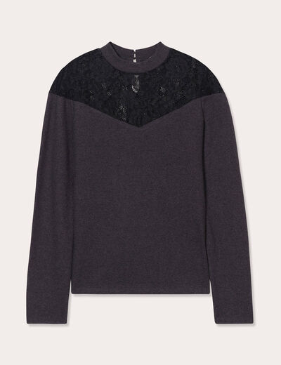 T-shirt manches longues gris foncé femme